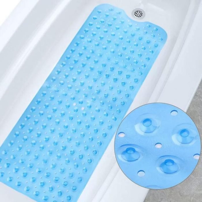 Extra Long Non Slip Bathtub Mat - 40 x 16 Inch Machine Washable Tub Mats with Suction Cups and Drain Holes for Bathroom