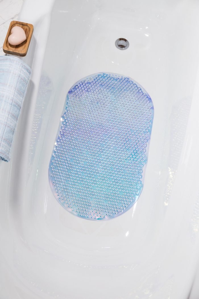 Iridescent Opal Oval Anti-Slip Bubble Bathtub Mat, Shower Mat