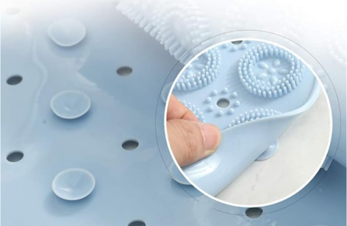 Bath Tub Shower Mat, 20.87" x 20.87" PVC Non-Slip Round Shape Shower Mat with Drain Holes, Suction Cups for Bathroom Bathtub - Image 2
