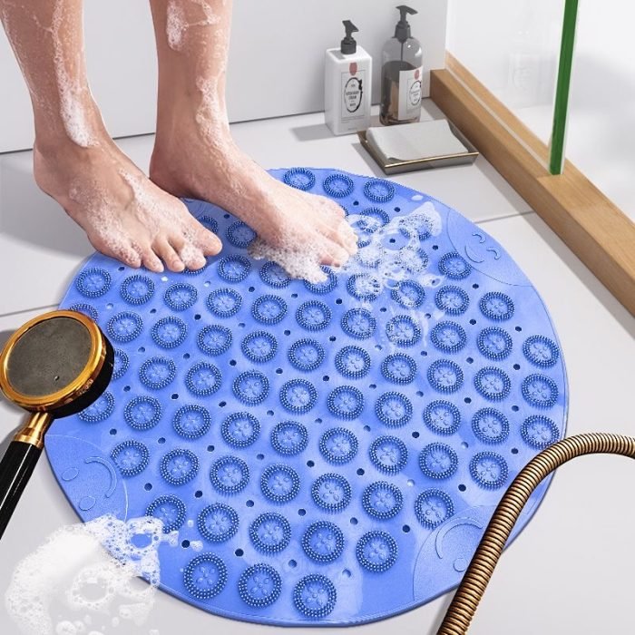 Bath Tub Shower Mat, 20.87" x 20.87" PVC Non-Slip Round Shape Shower Mat with Drain Holes, Suction Cups for Bathroom Bathtub - Image 3