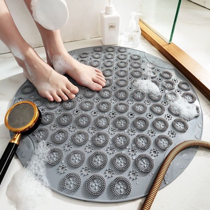 Bath Tub Shower Mat, 20.87" x 20.87" PVC Non-Slip Round Shape Shower Mat with Drain Holes, Suction Cups for Bathroom Bathtub - Image 5
